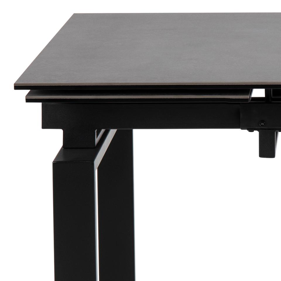 HUDDER taisnstūrveida pusdienu galds melna Fairbanks neapstrādāta keramika 120/200x85x76cm
