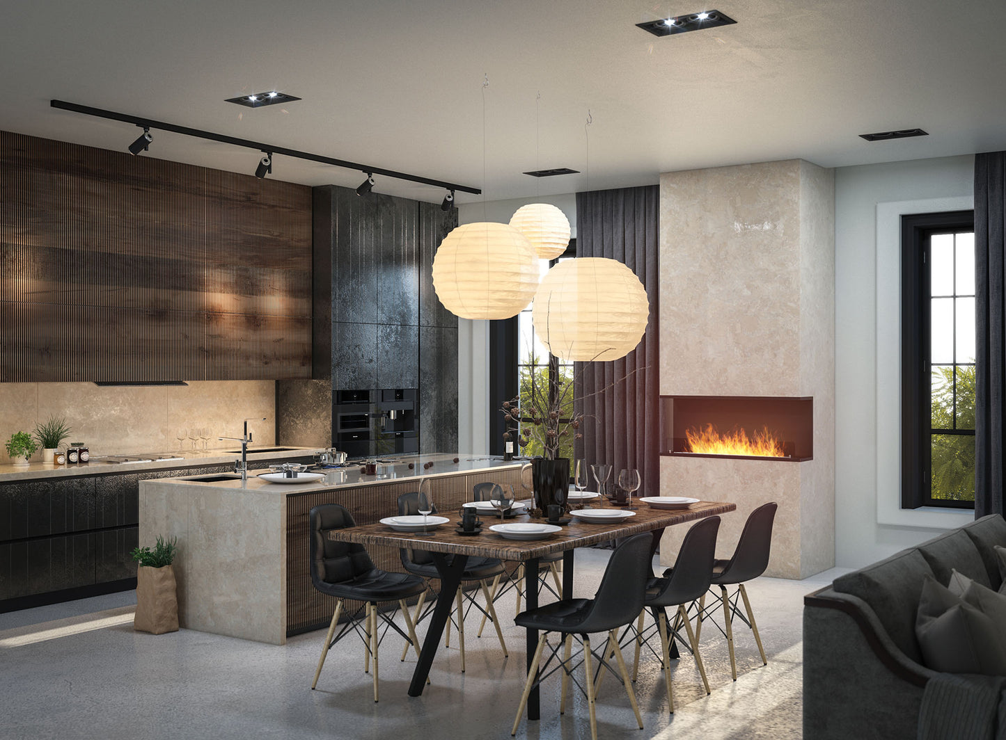 Biokamīns INSI C 2. versijas 80/45/25; 100/50/27; 120/50/20 cm melns - N1 Home