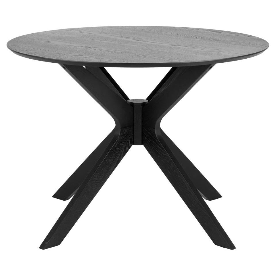 I_DUN apaļš pusdienu galds matēta melna PU lakota ozola finieris Ø105x75 cm