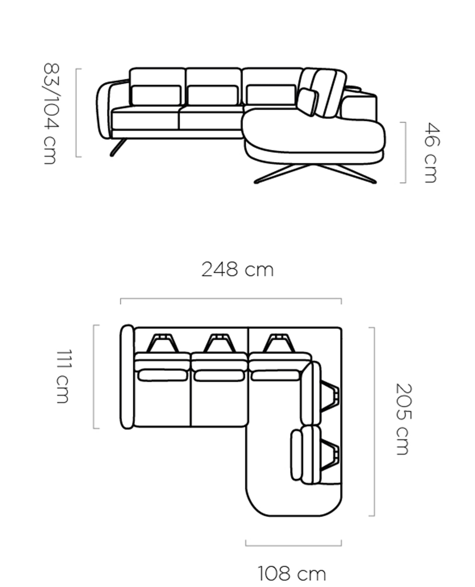 Dīvāns ALLURE L 248/111/205 cm - N1 Home