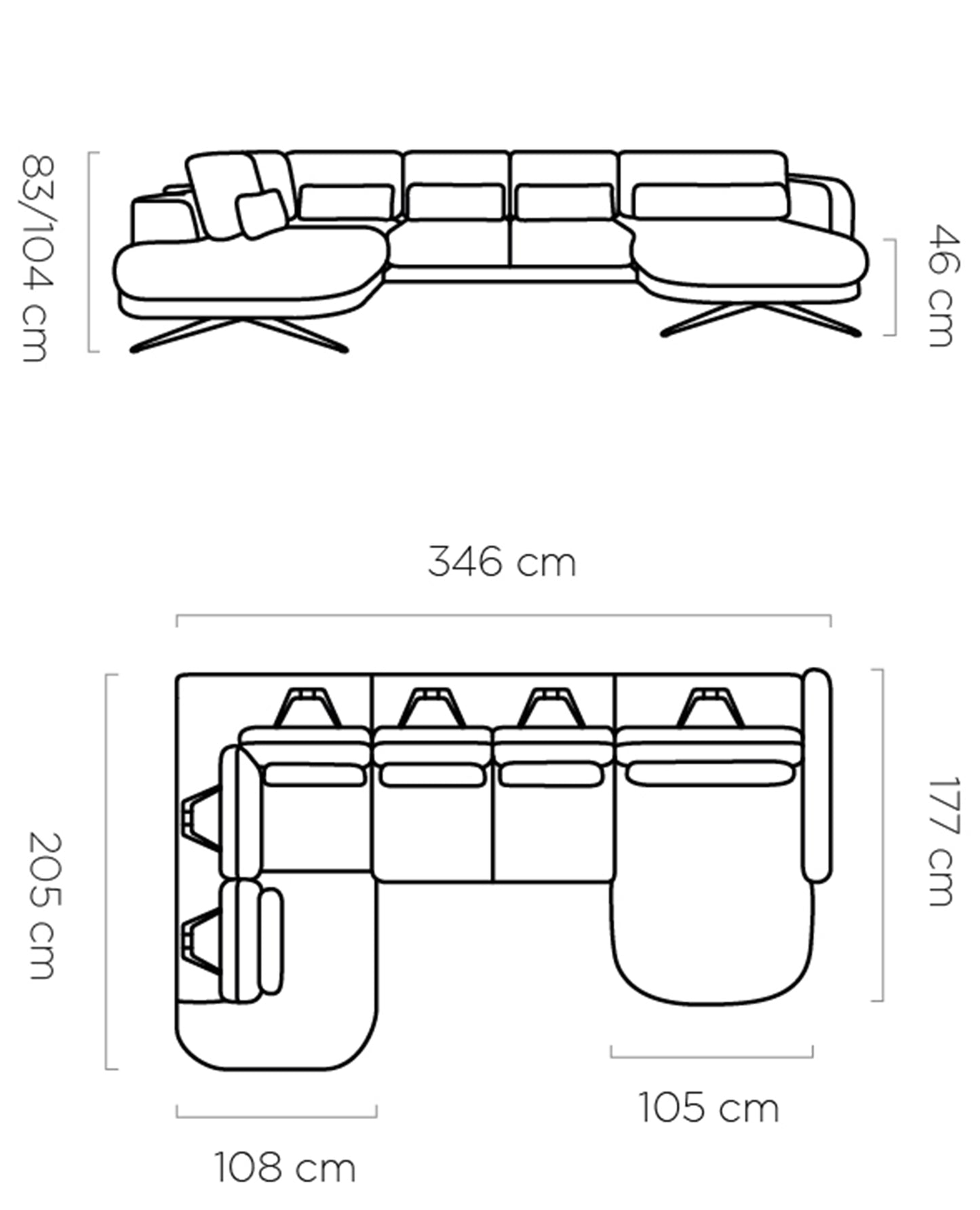 Dīvāns ALLURE XL 346/205/177 cm - N1 Home