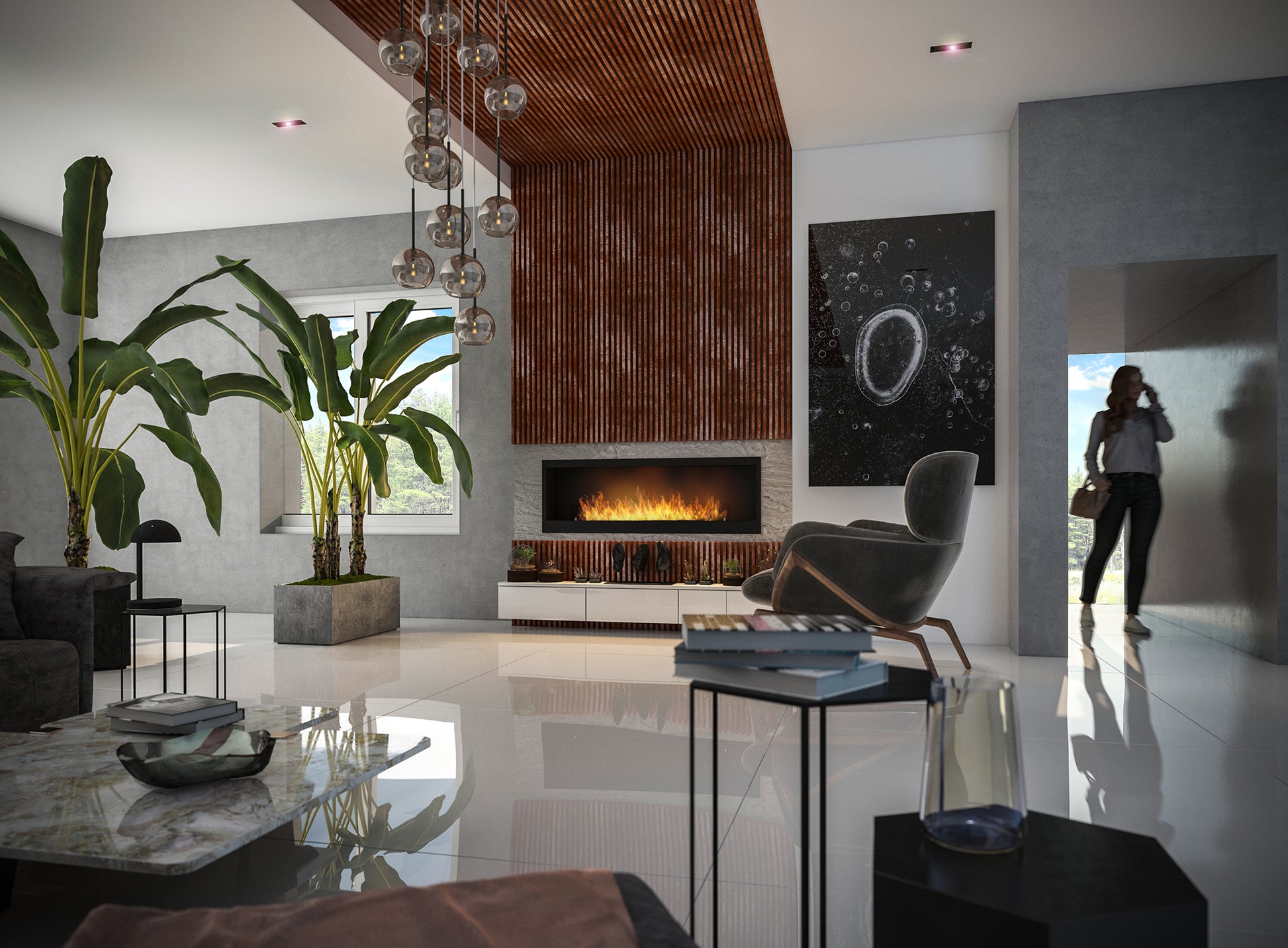 Biokamīns Insi 90/50/16; 120/50/20; 150/50/22 cm melns - N1 Home