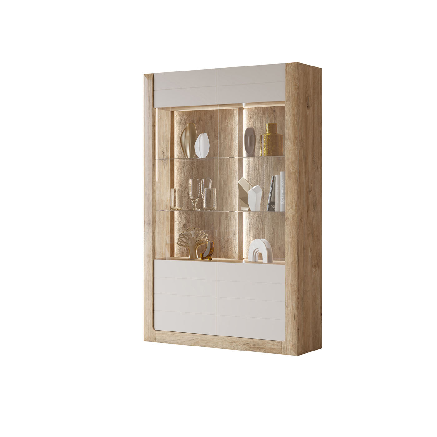 Skapis Kavasari 129/200/41 cm Hamilton ozols/kašmirs