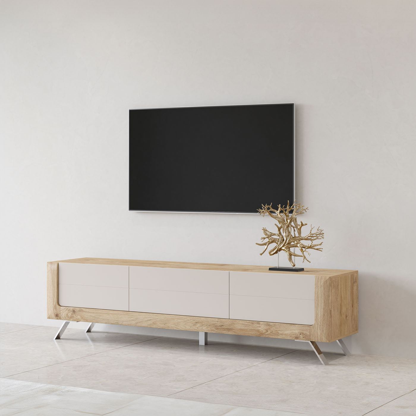 TV skapis Kavasari 199/48/52 cm Hamilton ozols/kašmirs