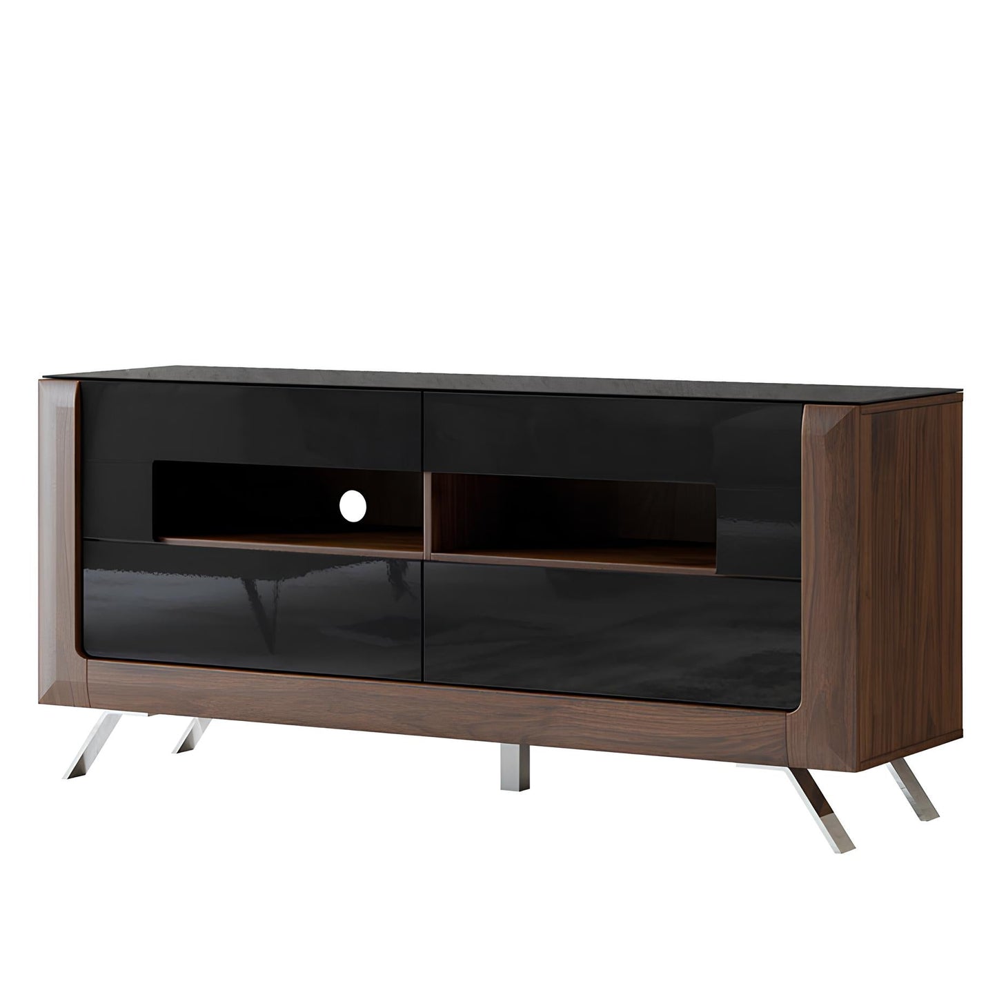 TV skapis Kavasari 161/48/73 cm Kolumbijas valrieksts/melns - N1 Home