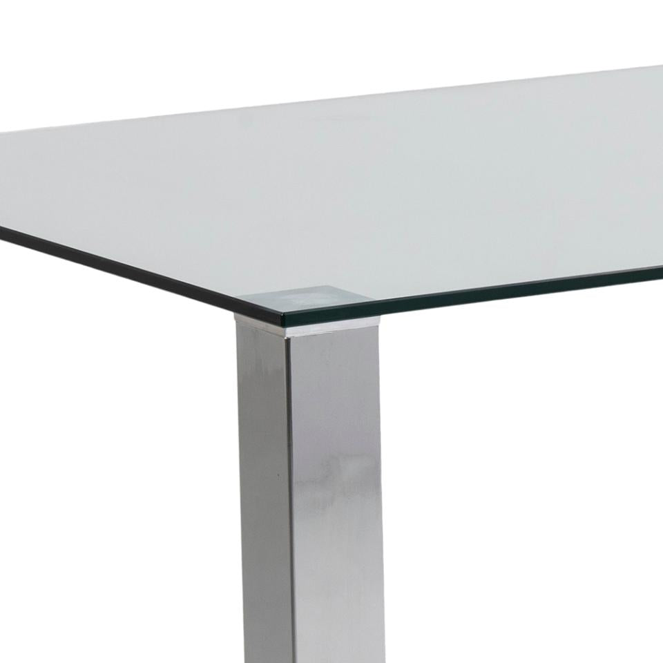 Kante taisnstūra pusdienu galds, dzidrs rūdīts stikls, pamatne hromēts tērauds, 180x90x75 cm