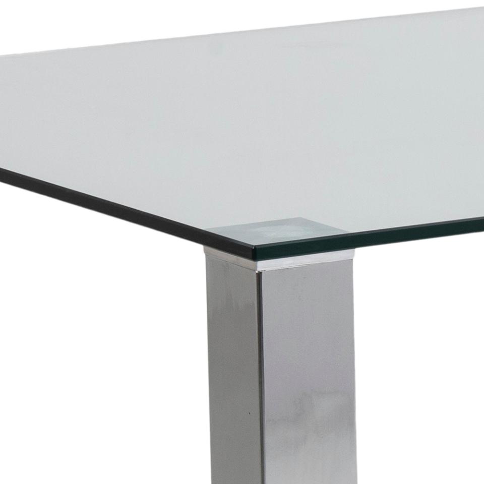 Kante taisnstūra pusdienu galds, dzidrs rūdīts stikls, pamatne hromēts tērauds, 180x90x75 cm