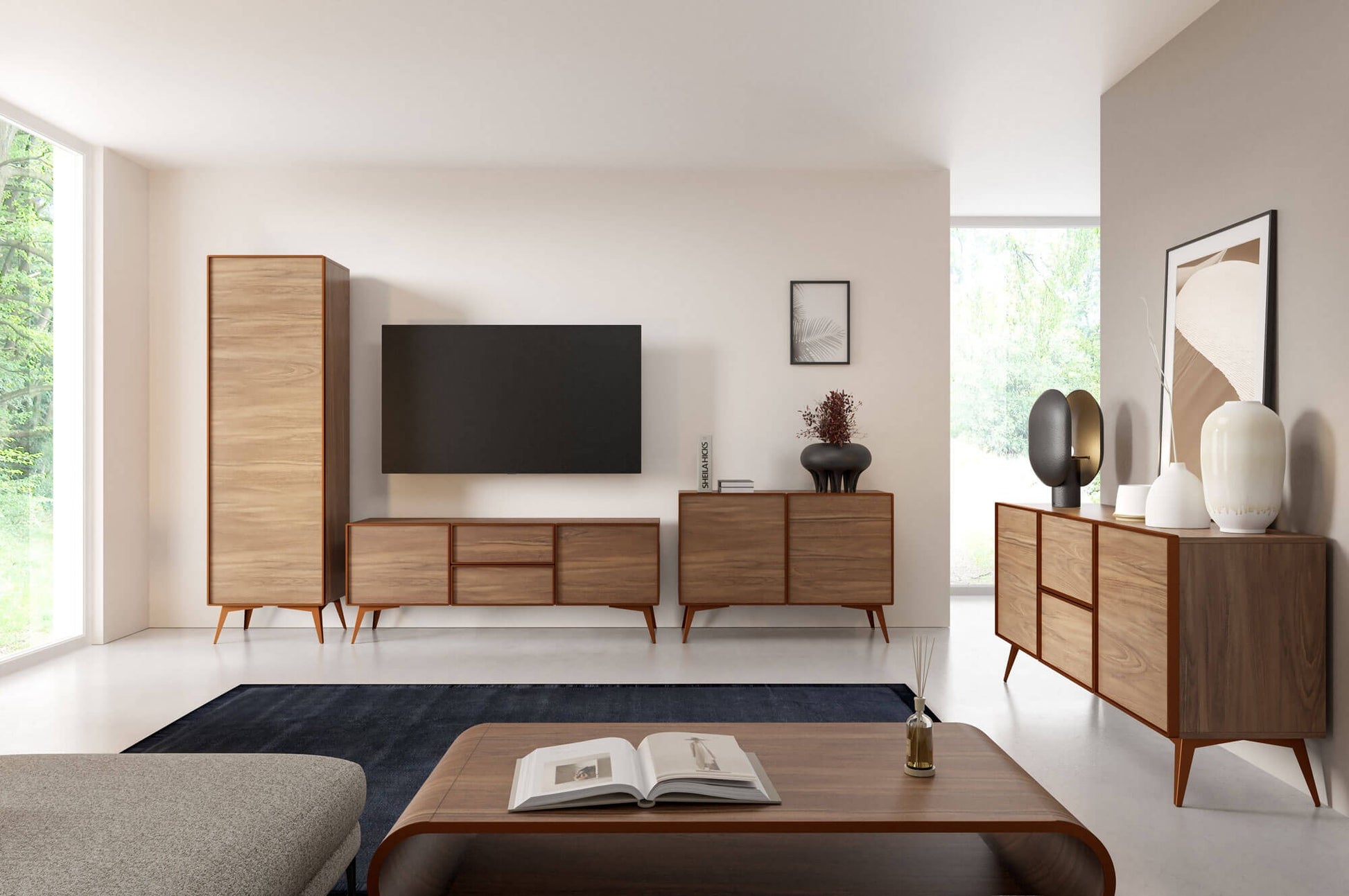 Skapis Maveja 200/60/42 cm melns/varš - N1 Home