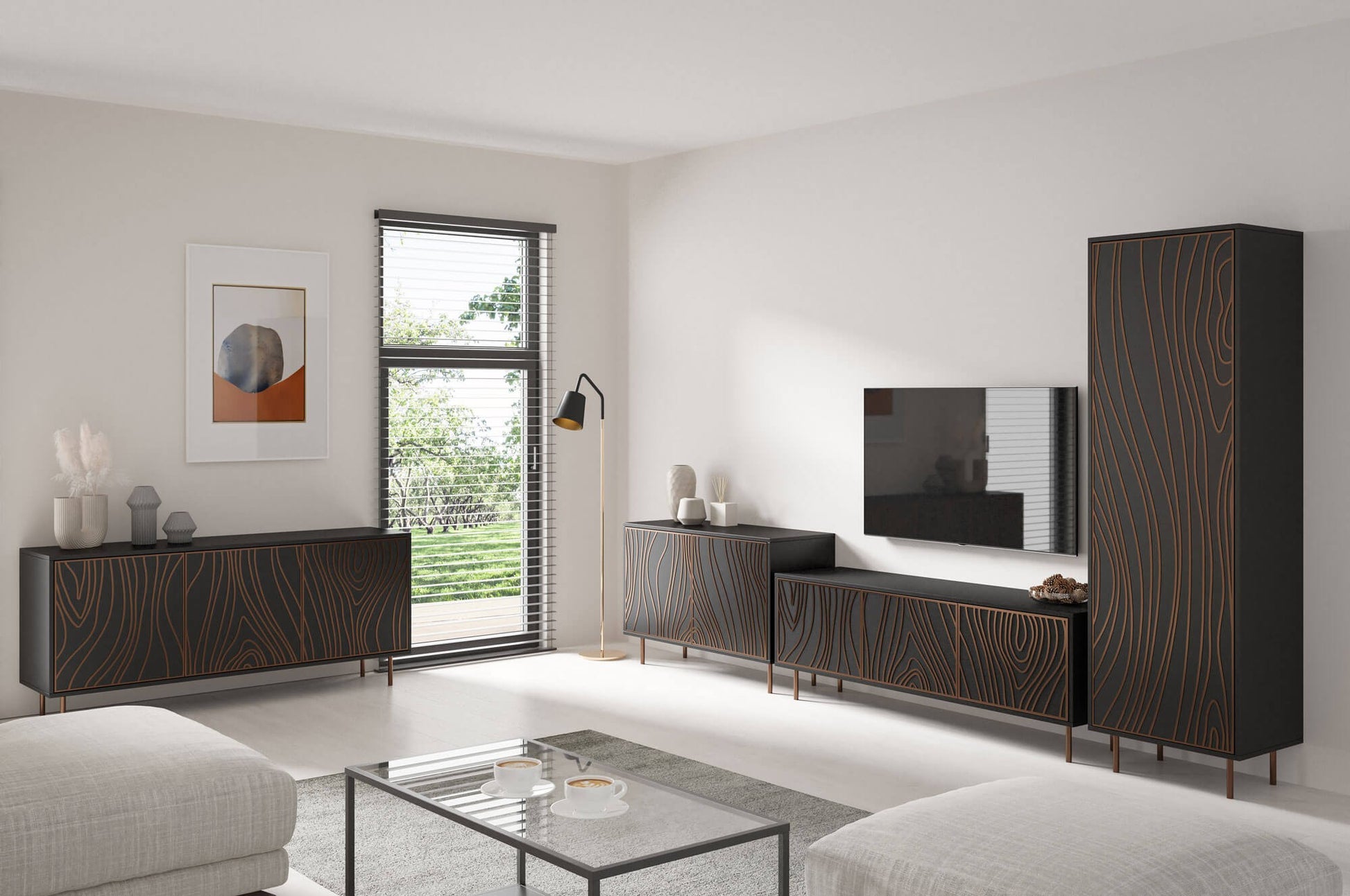 Kumode Tivas 110/42/77 cm melns/varš - N1 Home