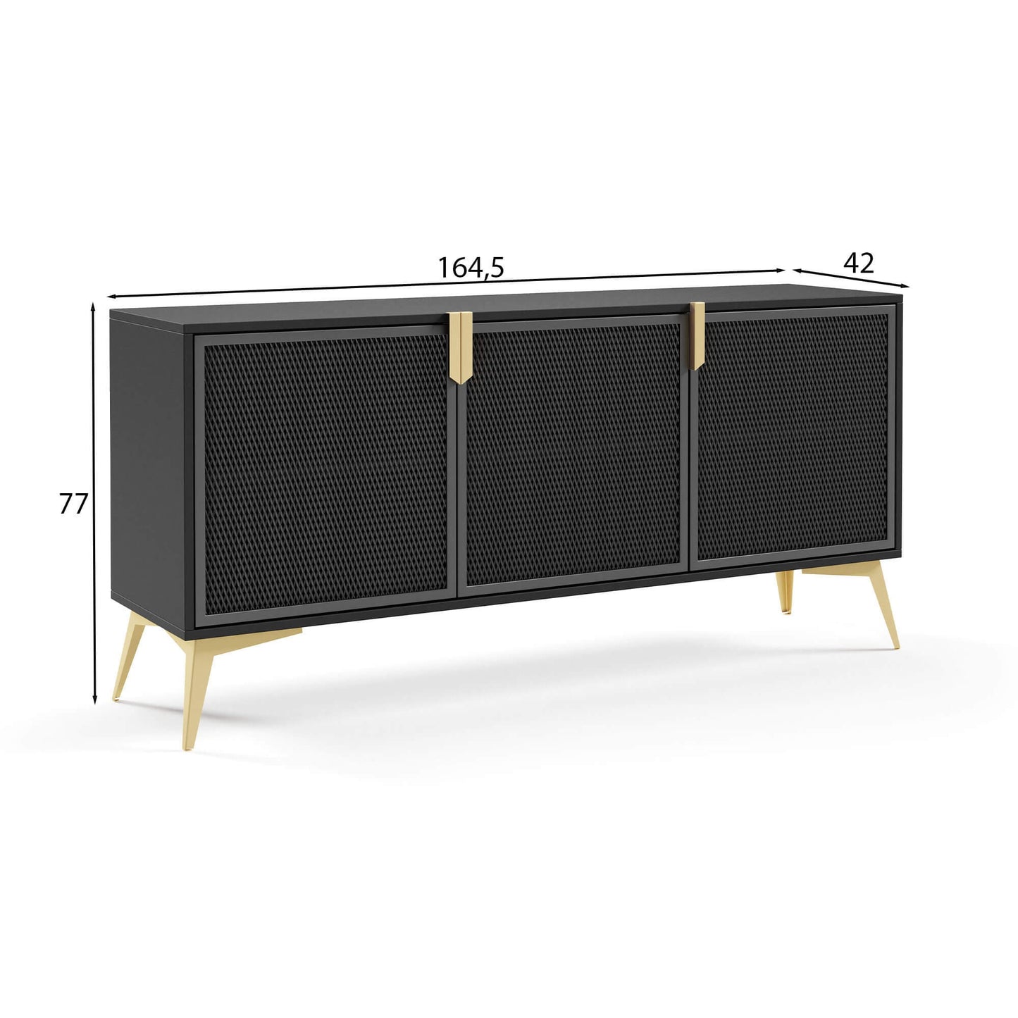 Kumode Bravis 164,5/42/77 cm kašmirs/melns - N1 Home