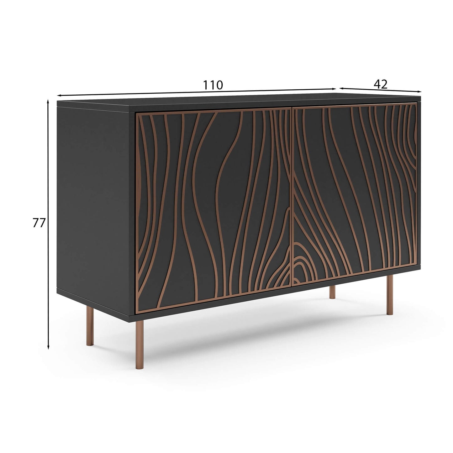 Kumode Tivas 110/42/77 cm melns/varš - N1 Home
