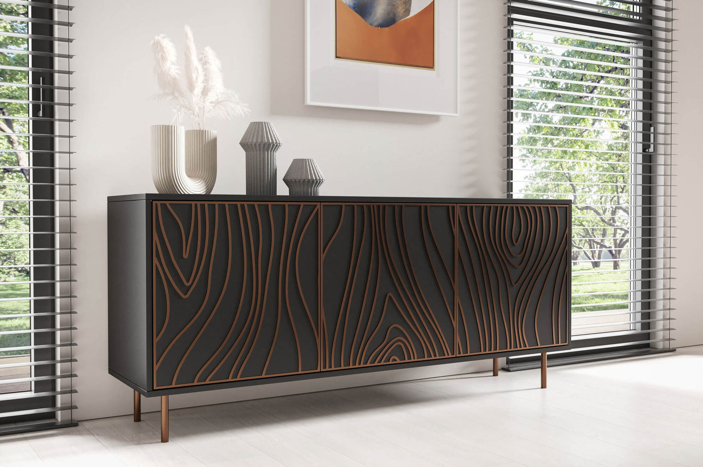 Kumode Tivas 164.5/42/77 cm melns/varš - N1 Home