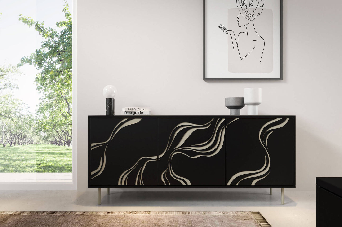 Kumode Vinto 164.5/42/77 cm melns/kašmirs - N1 Home