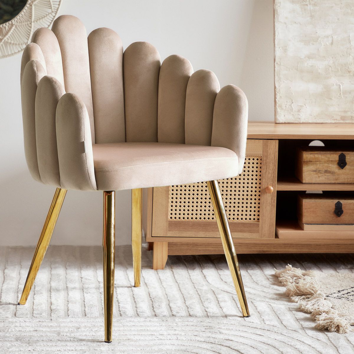 LANA bēšs samta krēsls 56x55x83 cm