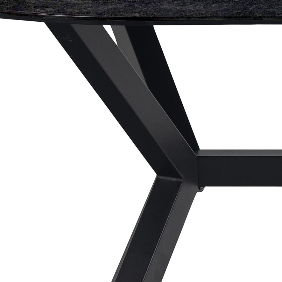 LAXE ovāls pusdienu galds,melna Fairbanks neapstrādāta keramika 180x90x74 cm