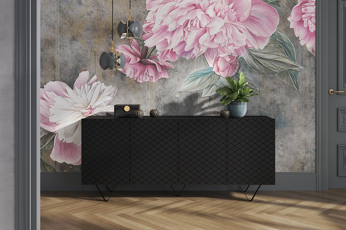 LUKKA kumodes 190/83 /42 cm melns/melns