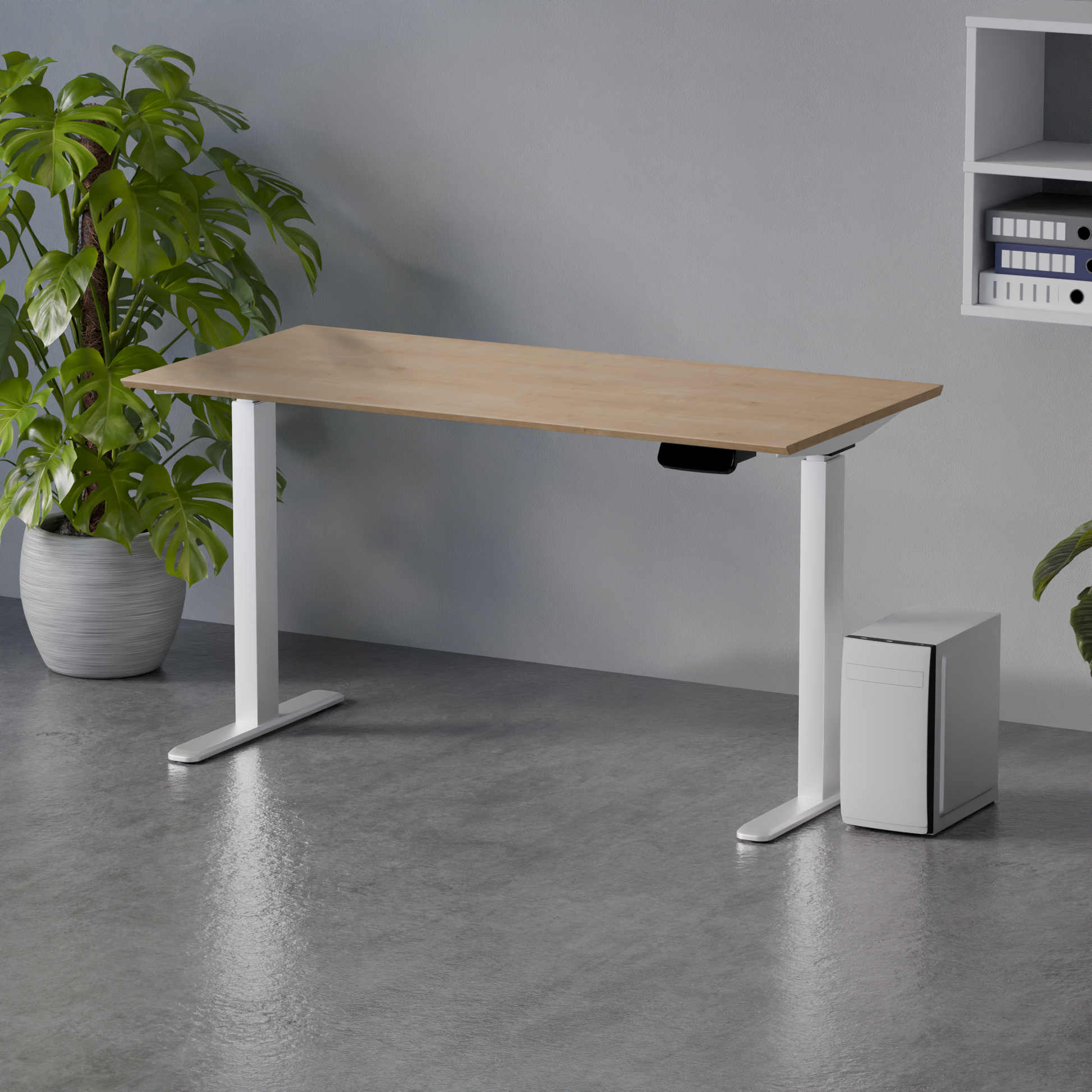 Biroja galds Conti Pro 60/140 cm balts/Hamilton ozols - N1 Home