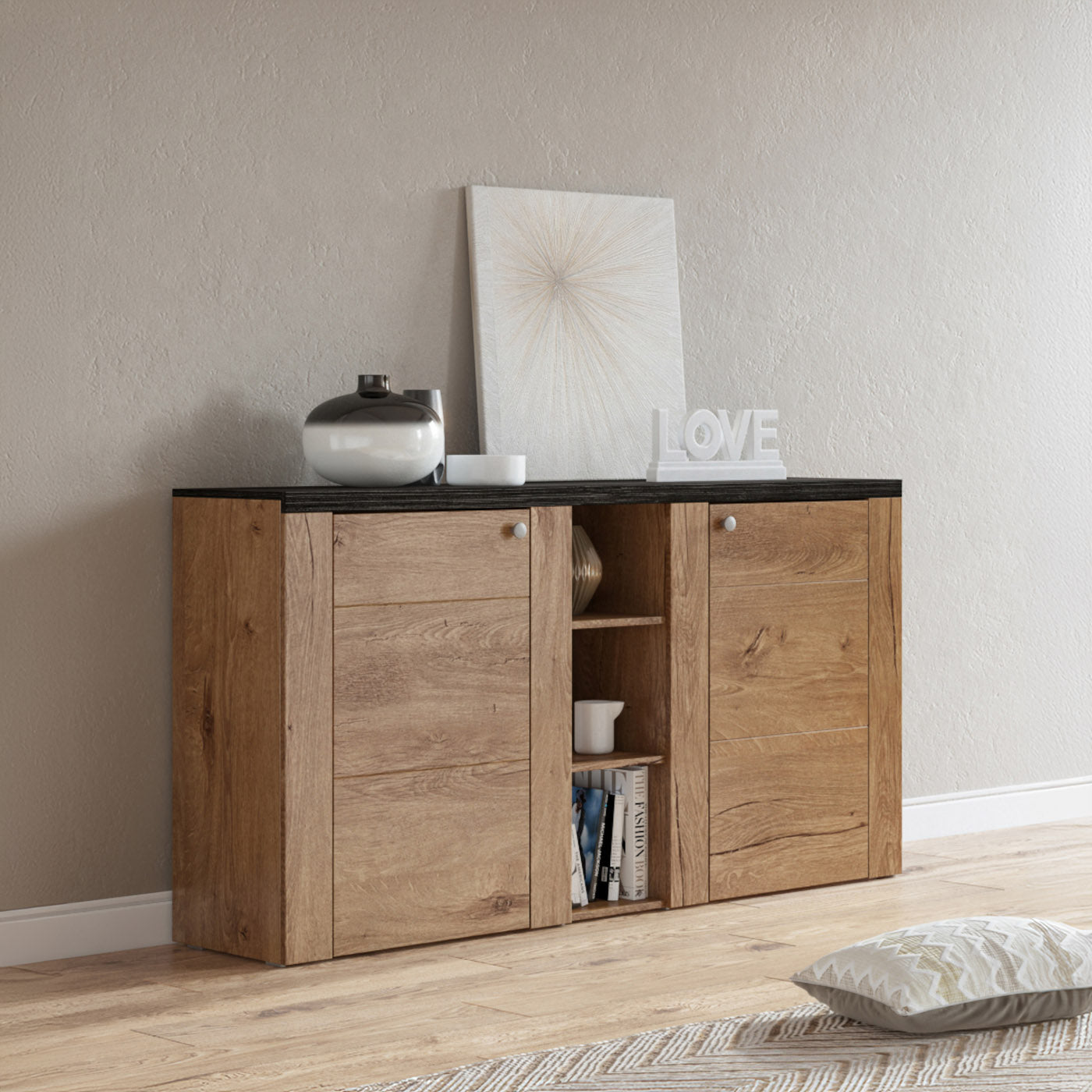 Kumode Laroš 155/85/37 cm sonoma trifele/Sibiu lapegle - N1 Home