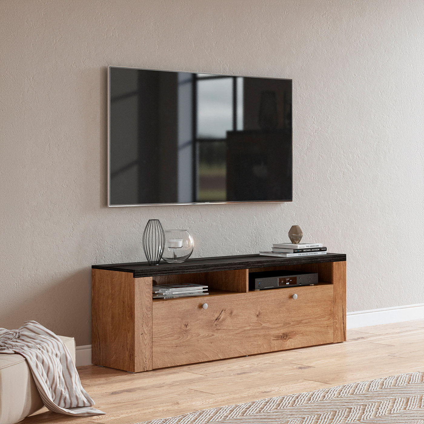 TV skapis Laroš 140/37/49 cm Rivjēras gaišais ozols - N1 Home