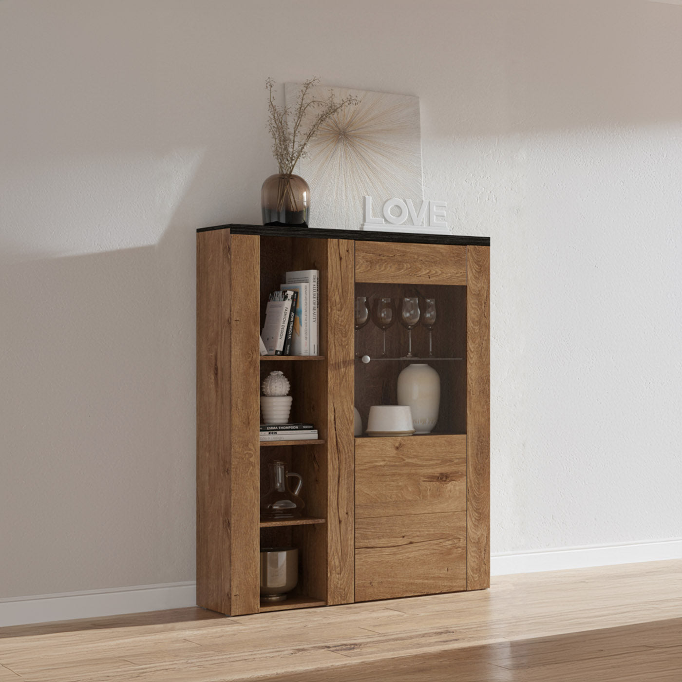 Skapis Laroš 100/37/145 cm Lefkas ozols/pieskārienkoks