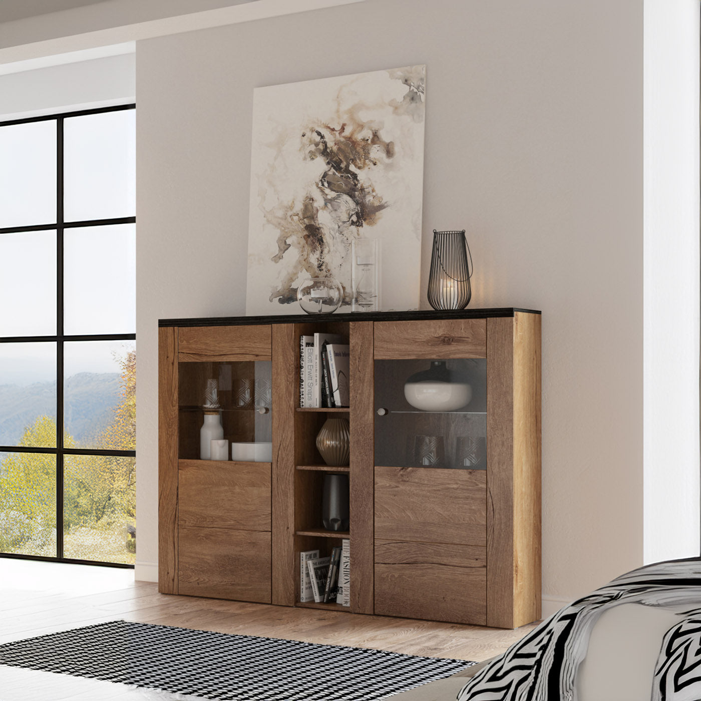 Kumode Laroš 155/130/37 cm touchwood/satīna nusbaum - N1 Home