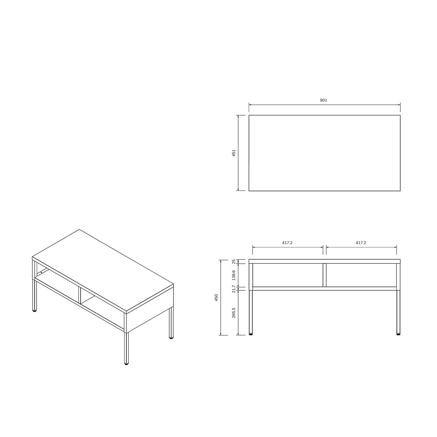 Kafijas galds Matti 90/45/45 cm melns - N1 Home