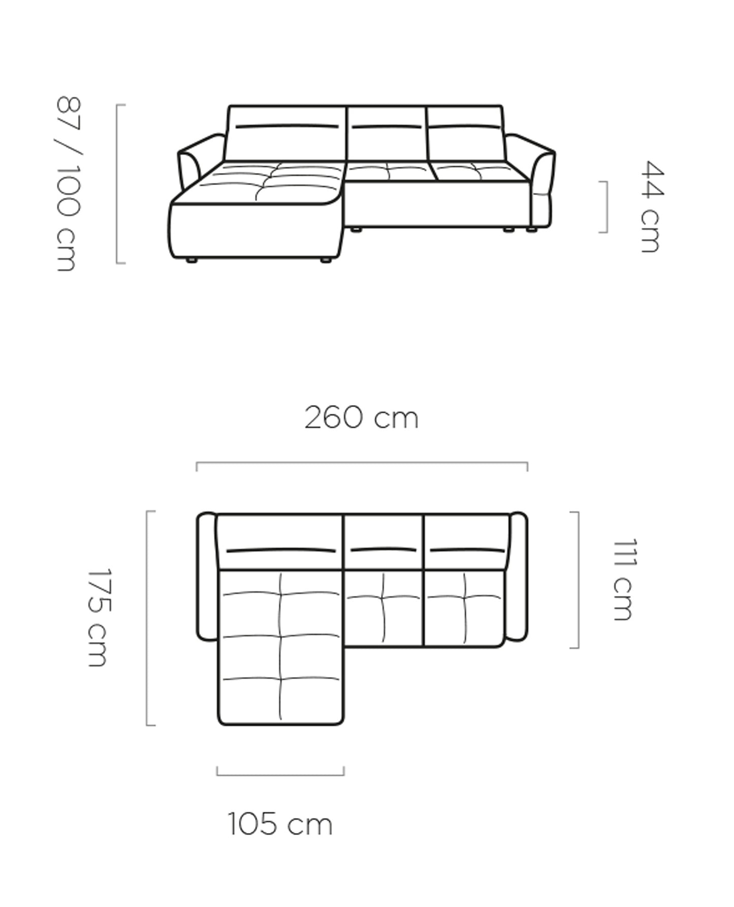 Dīvāns MONO 260/175/111 cm - N1 Home