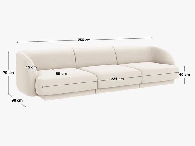 Dīvāns Miley Micadoni 255/90/70 cm Velvet Bluvel 19 Black