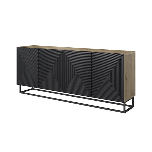 OSLO kumode ar metāla kājām 200/81/43 cm melns/dabīgs