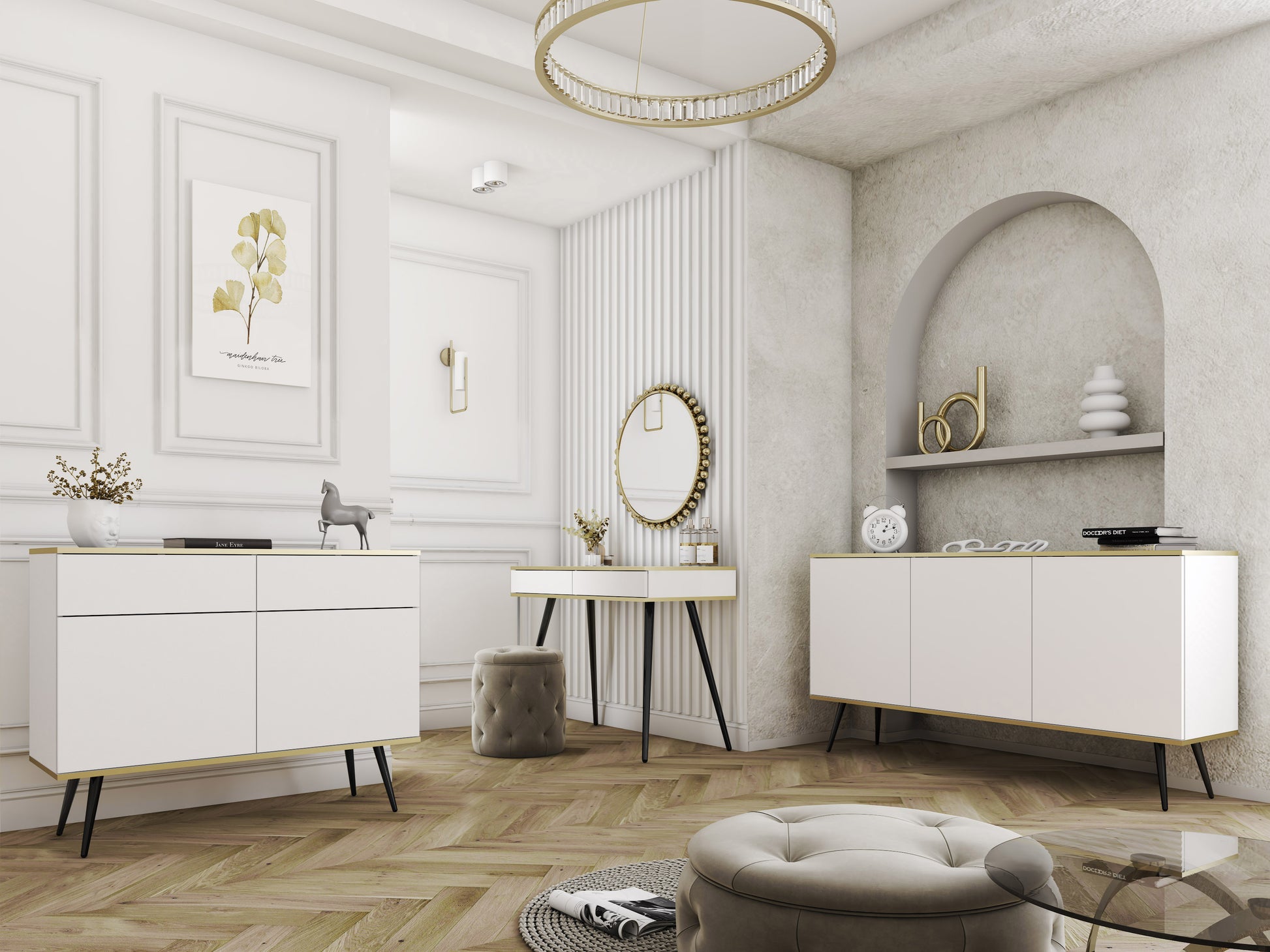 Naktsskapītis O2 54/59/39 cm balts/melns - N1 Home