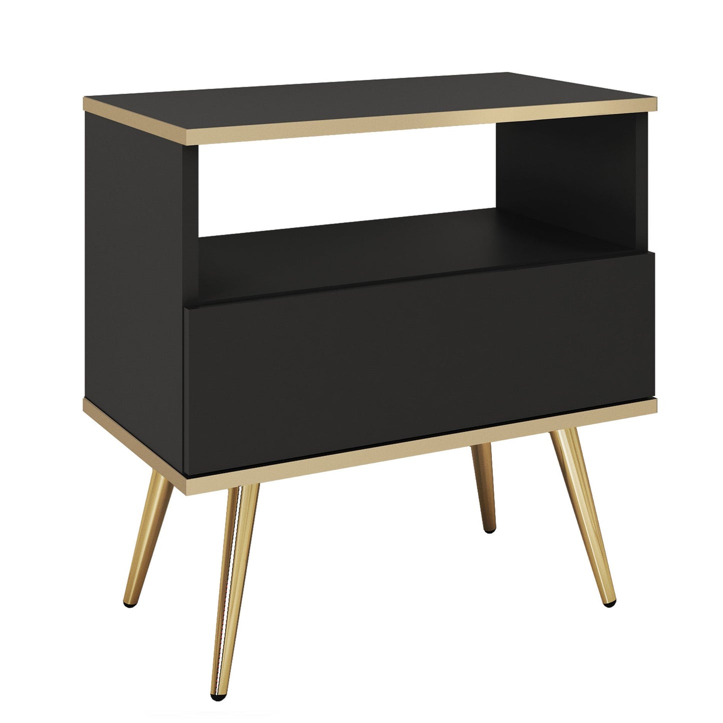 Naktsskapītis O2 54/59/39 cm melns/zelts - N1 Home