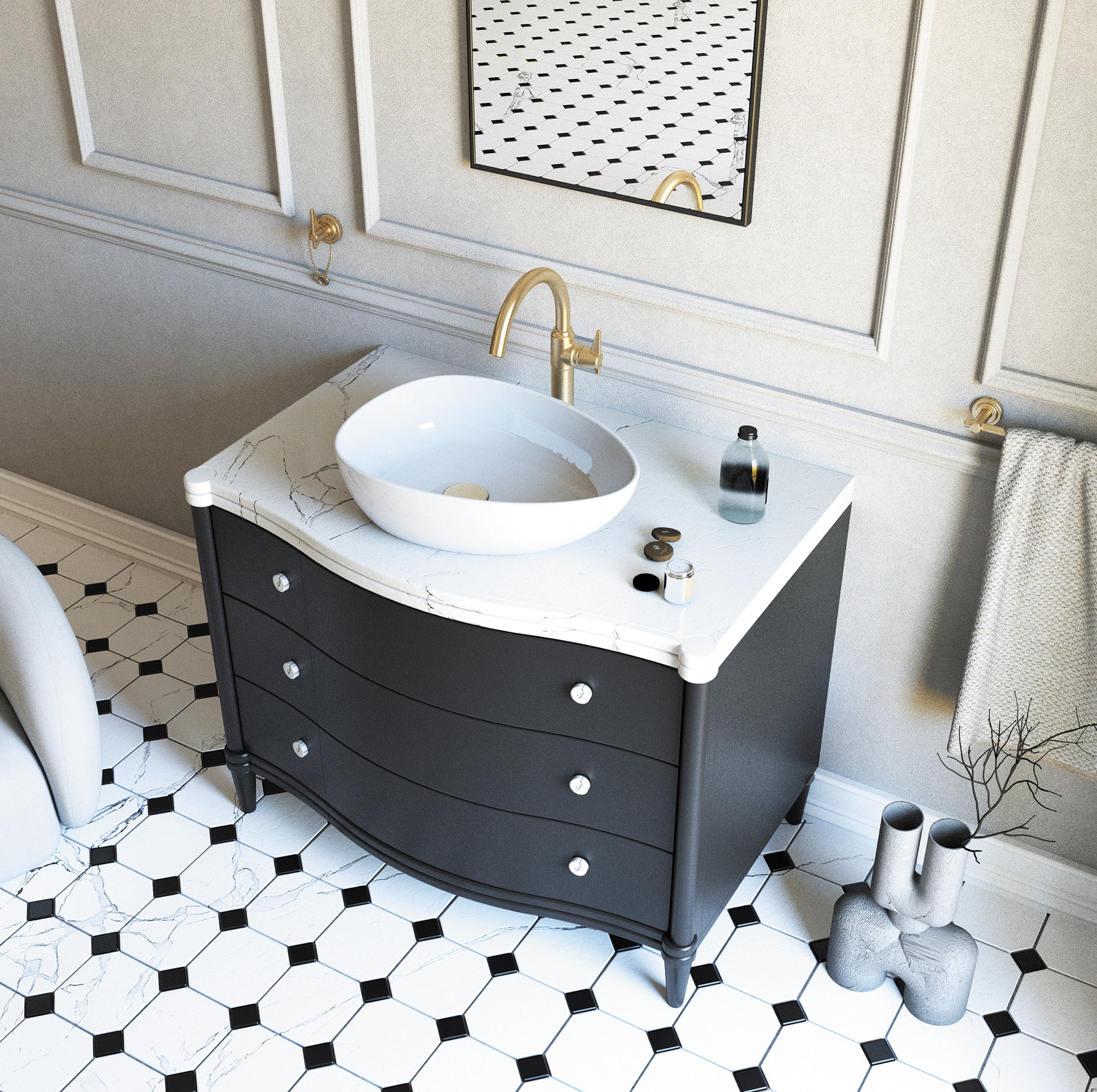 Izlietnes maisītājs, augsts Temisto 227 mm brass - N1 Home