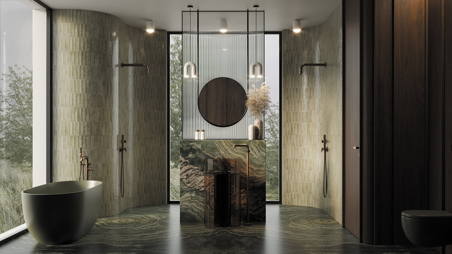 Izlietnes maisītājs, brīvi stāvošs Silia 1090 mm matēta bronza - N1 Home