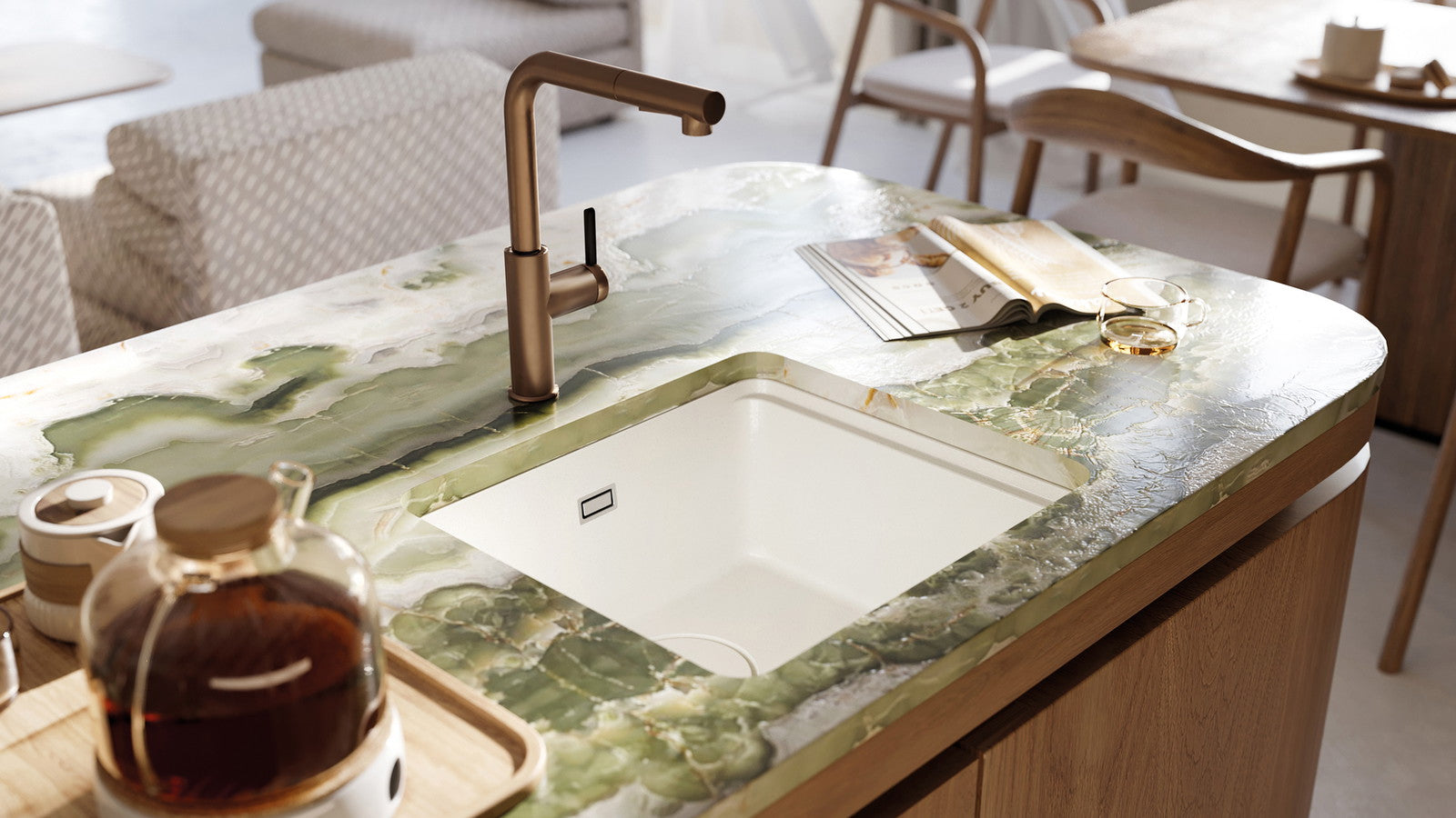 1-bļodas granīta izlietne Momi 500 x 450 x 230 antracīta metālika - N1 Home