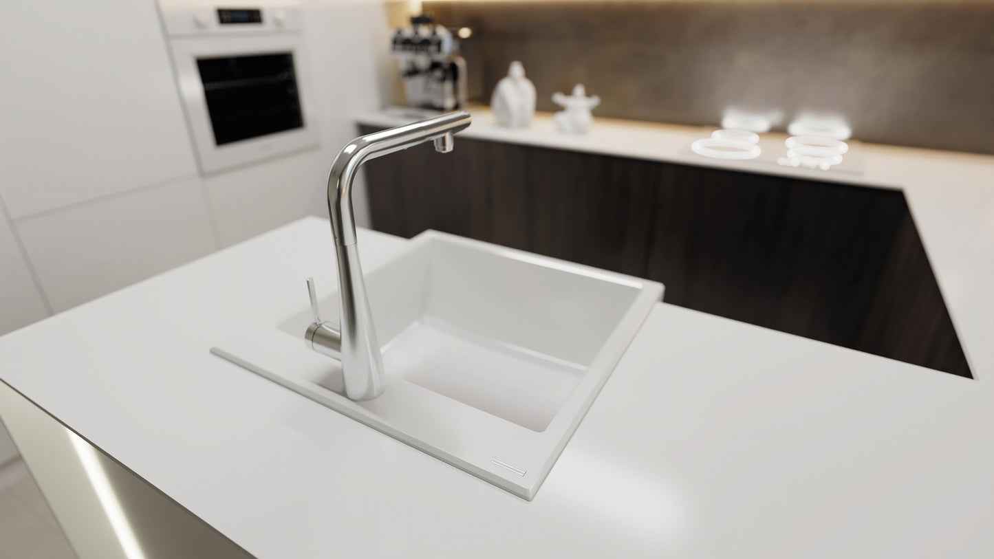 Virtuves jaucējkrāns ar ūdens filtra pieslēgumu un izvelkamu snīpi Eridan 33 cm hroms - N1 Home