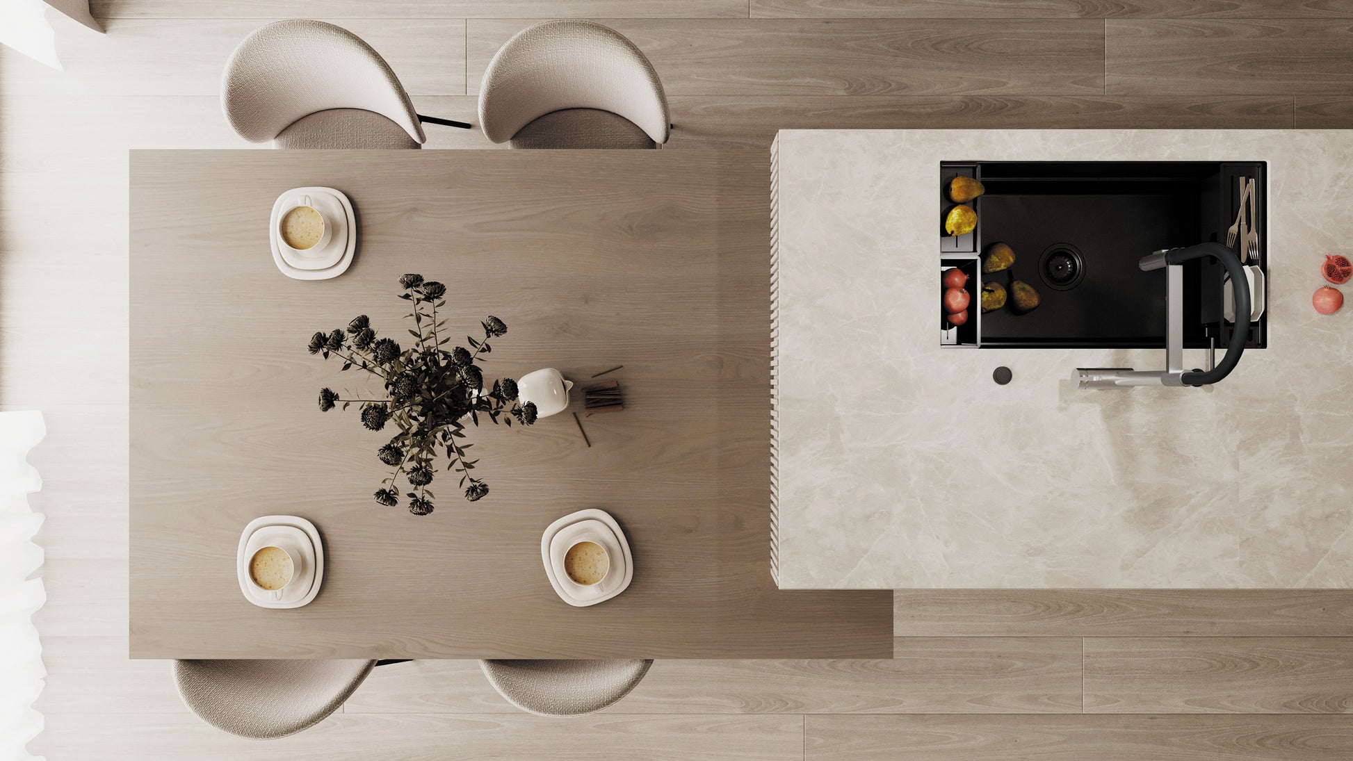 Virtuves jaucējkrāns ar ūdens filtra pieslēgumu un elastīgu snīpi Magnetic 549 mm hroms - N1 Home