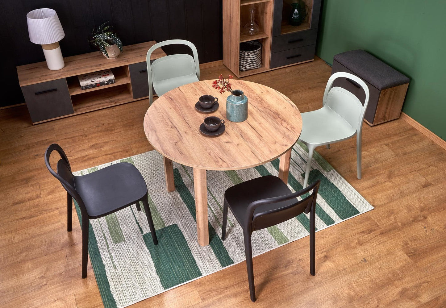 RN table color top craft ozols, kājas - craft ook (102-142x102x76 cm)