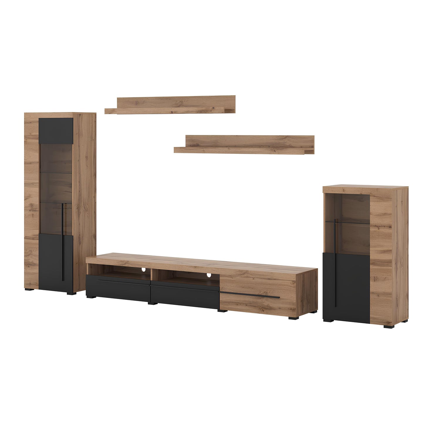 Sienas bloks Rogos 370/160/40 cm Votan ozols/melns