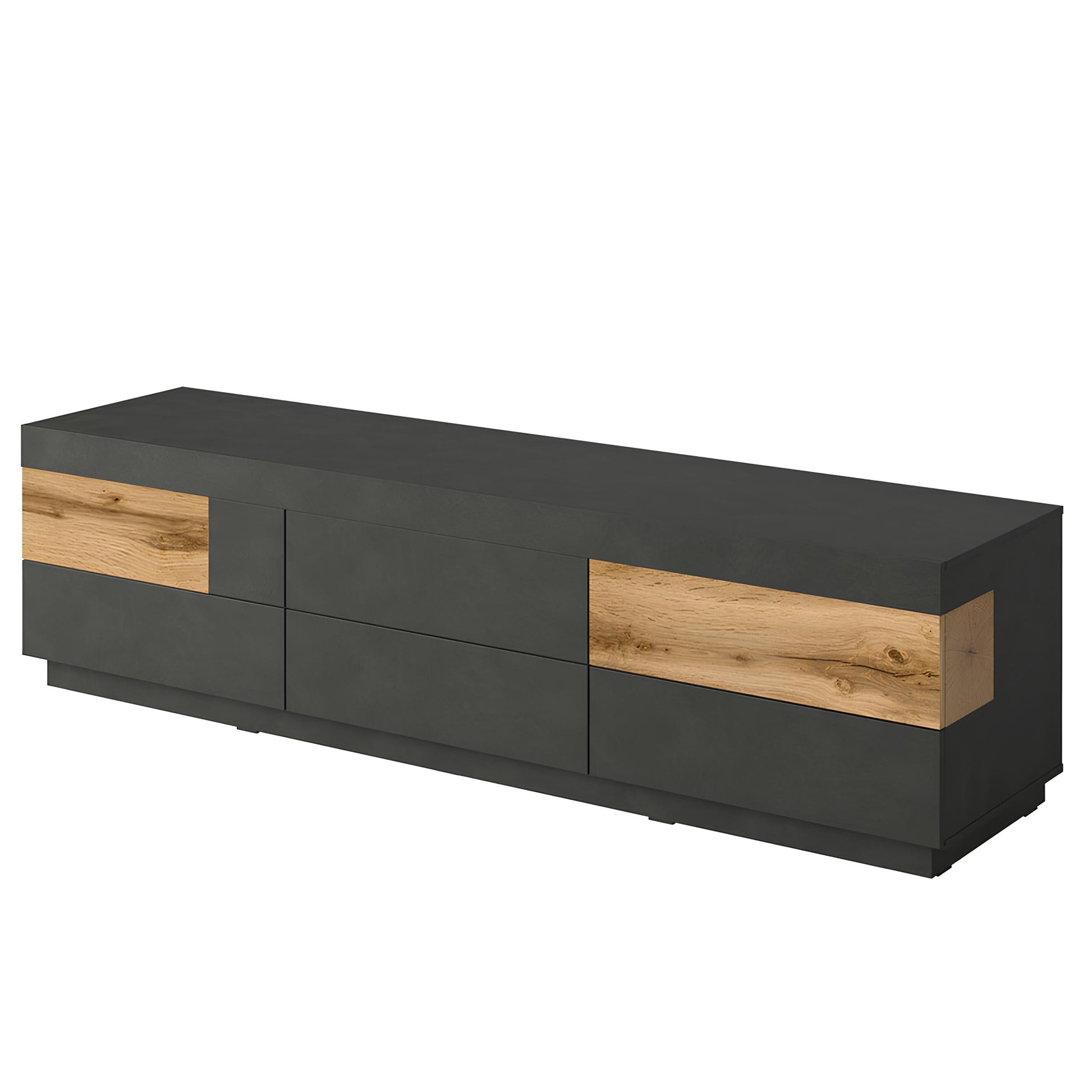 TV skapis Solani 206/54/50 cm antracīts/Votan ozols - N1 Home