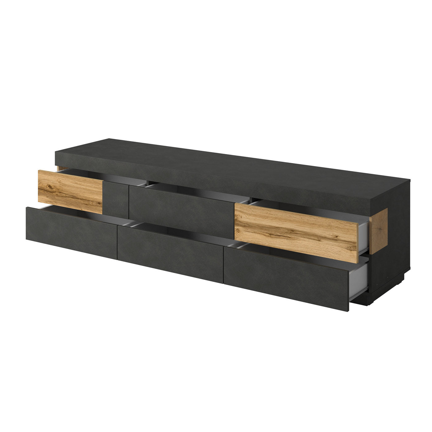 TV skapis Solani 206/54/50 cm antracīts/Votan ozols - N1 Home