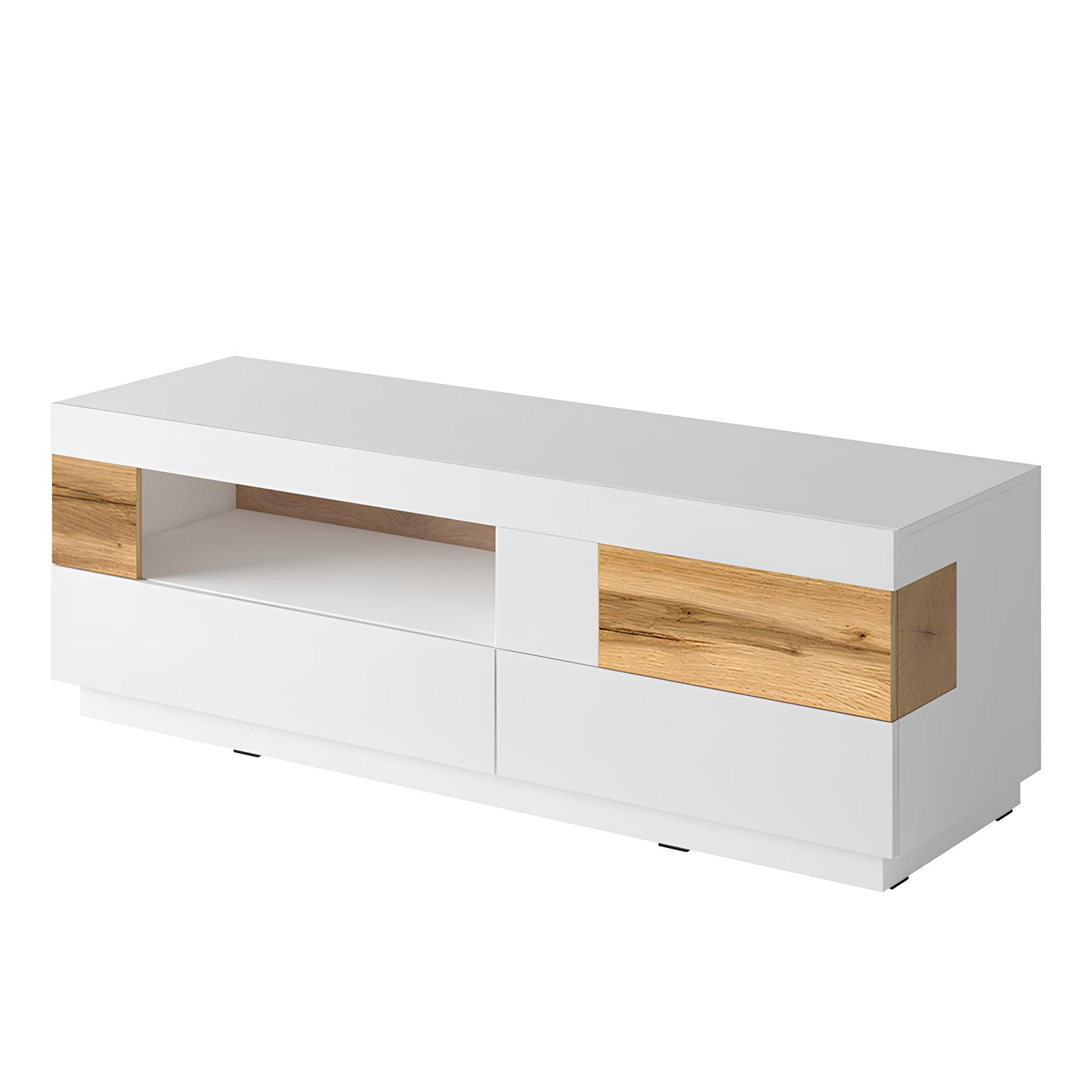 TV skapis Solani 160/54/50 cm balts/Votan ozols - N1 Home