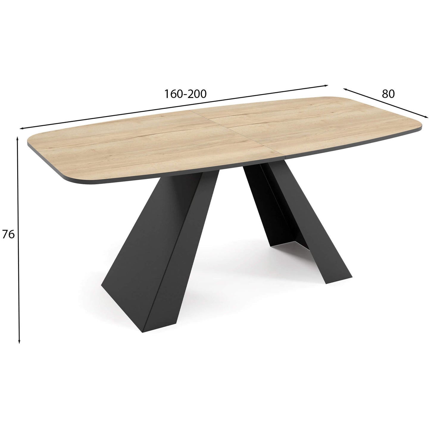 Galds Myra 160/76/80 cm melns Pietra Grigio - N1 Home