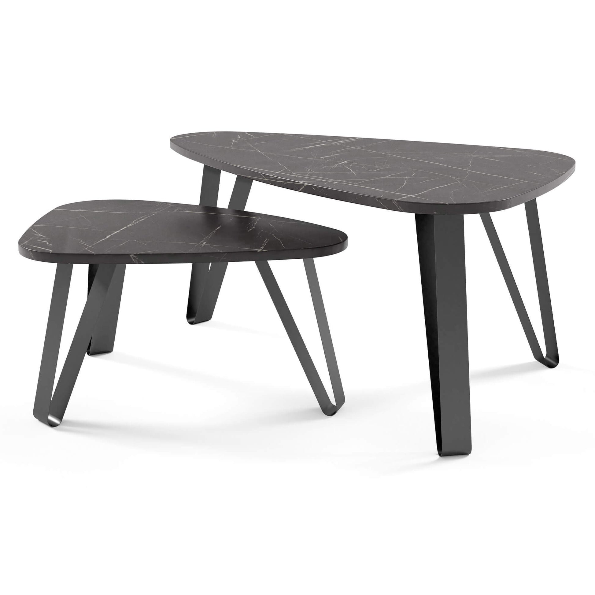 Kafijas galds (2) Ovači 94/60/42 cm melns Pietra Grigio/melns - N1 Home