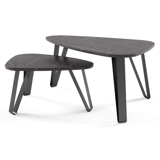 Kafijas galds (2) Ovači 94/60/42 cm melns Pietra Grigio/melns - N1 Home