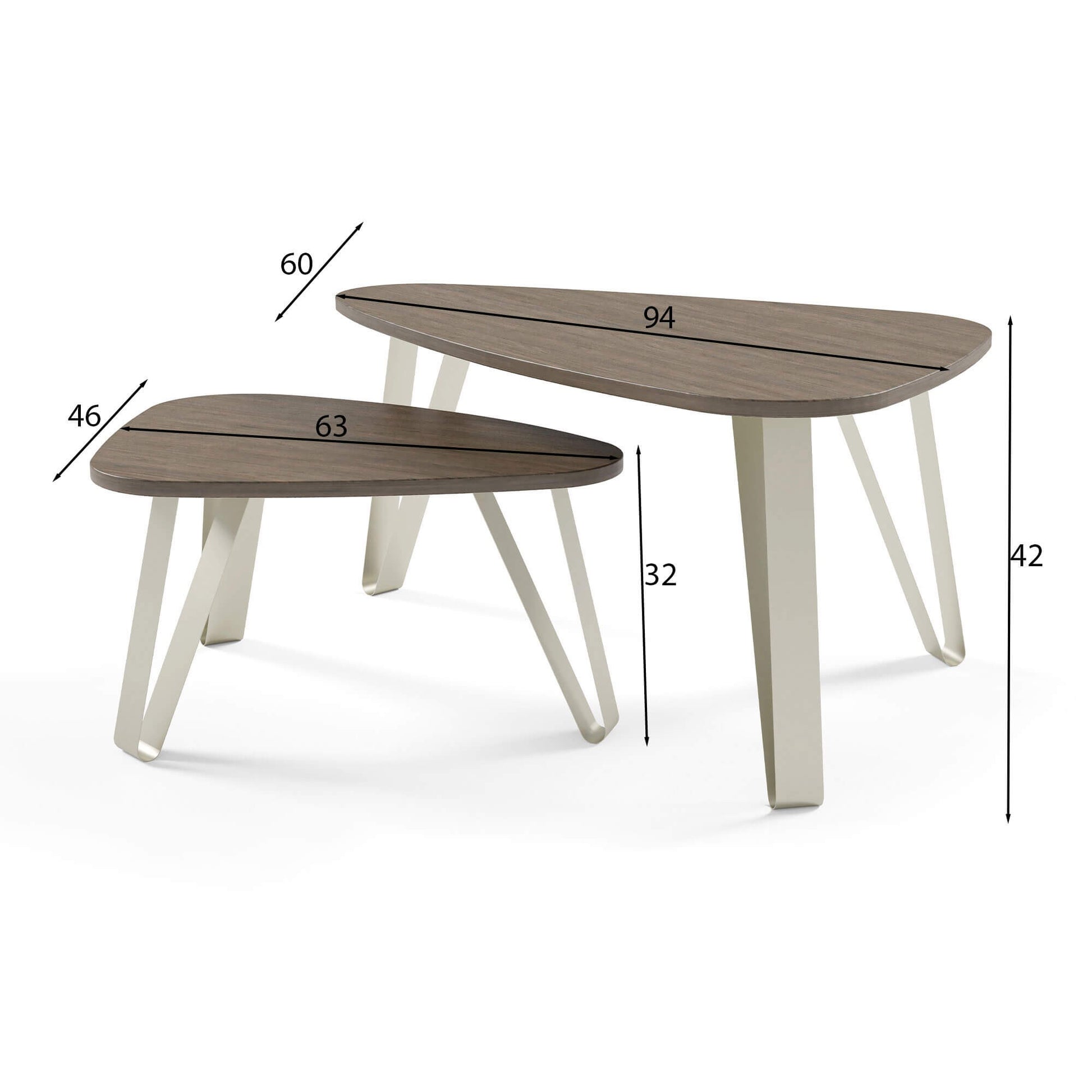 Kafijas galds (2) Ovači 94/60/42 cm melns Pietra Grigio/melns - N1 Home