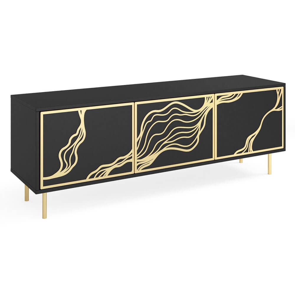 TV skapis Maros 161/38/62 cm melns/zelts - N1 Home