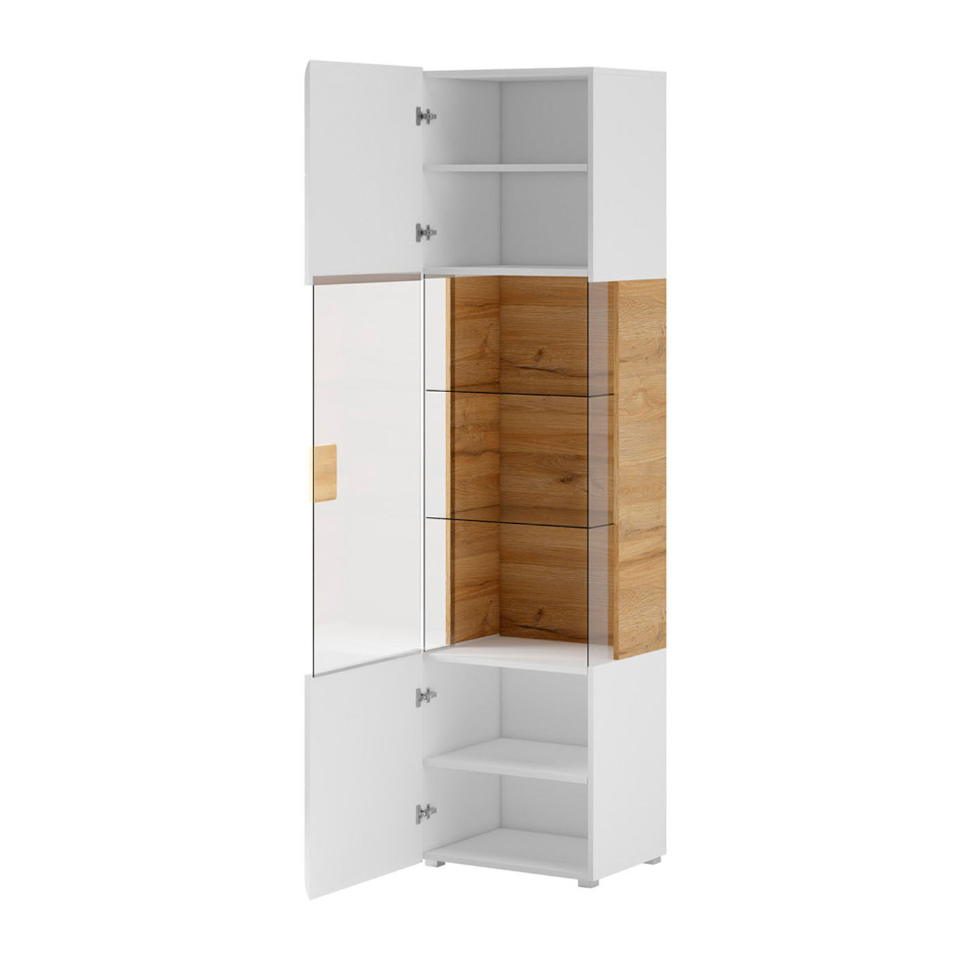 Skapis Tola 60/39/204 cm balts/San Remo ozols - N1 Home