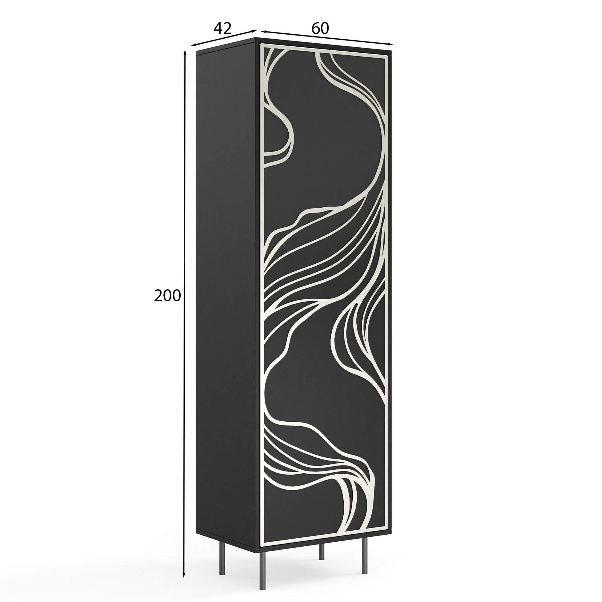 Skapis Maros 60/42/200 cm melns/kašmirs - N1 Home