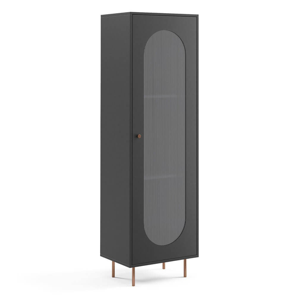 Vitrīnas skapis Volto 200/60/42 cm melns/varš - N1 Home