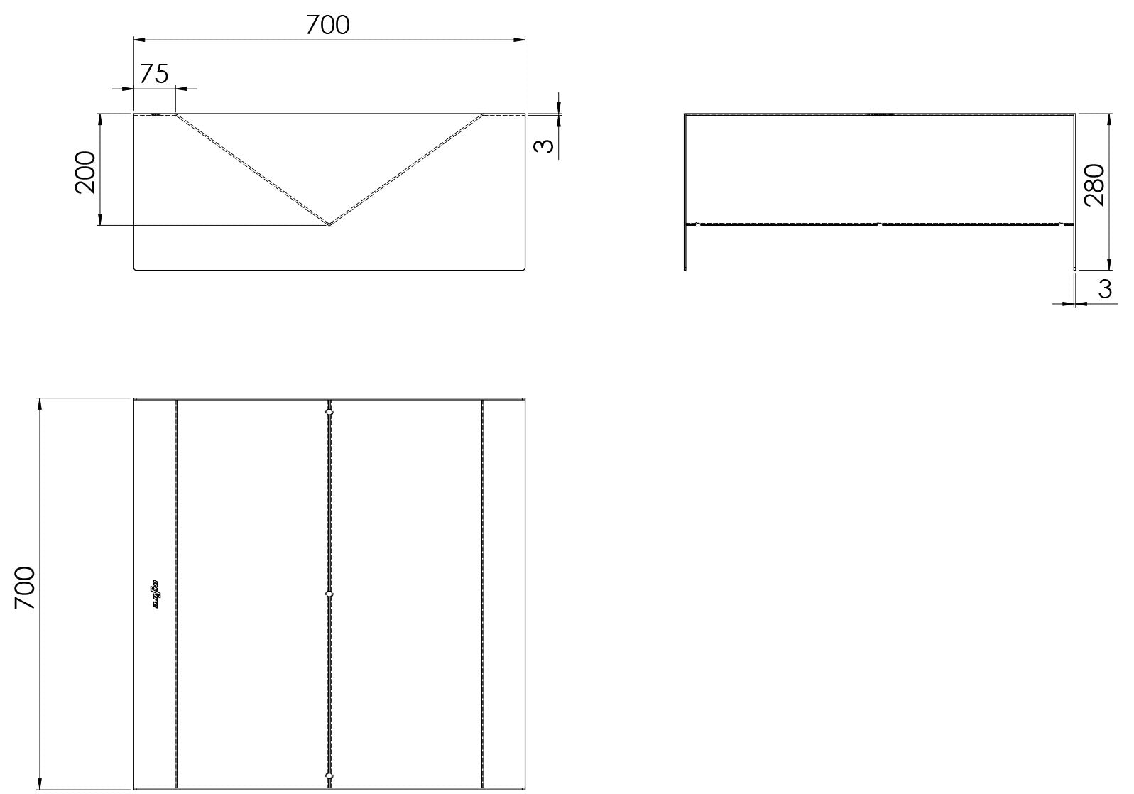 Dārza kamīns Squarfire 70/70/28 cm melns - N1 Home